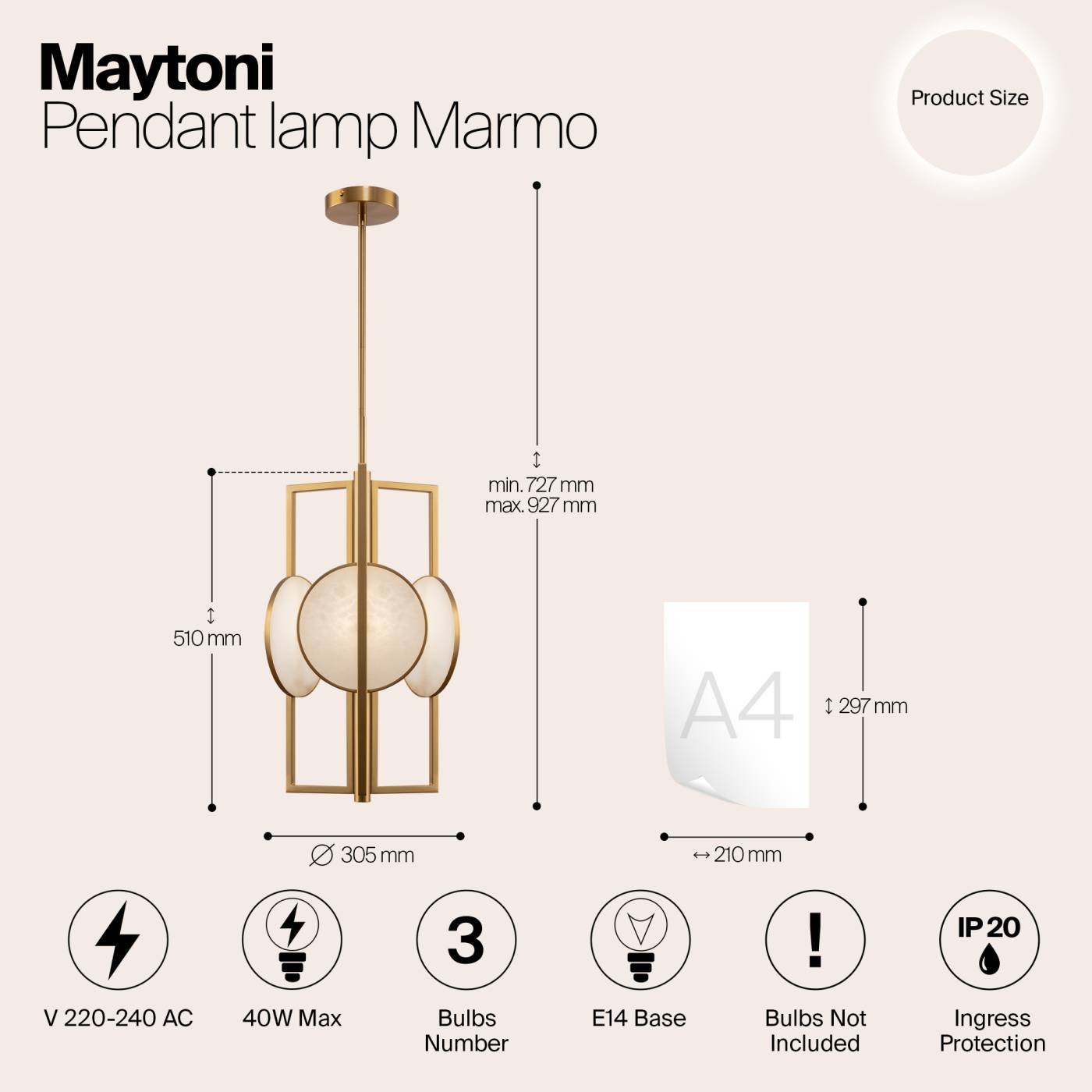 MOD099PL-03G Люстра на штанге Maytoni Marmo MOD099PL-03G
