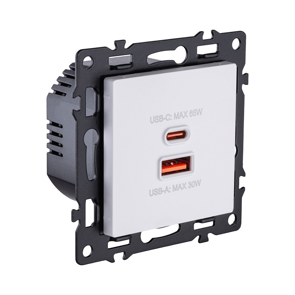AS-024WH Розетка USB A+C 65W, белый Kollinger Asthetik AS-024WH