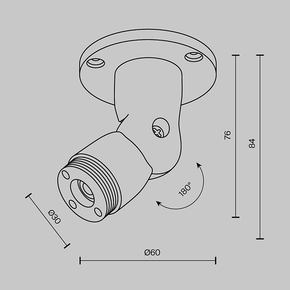 Шарнирное основание для накладного монтажа системы Shelf без ввода питания Maytoni Accessories for system Shelf C027CS-B