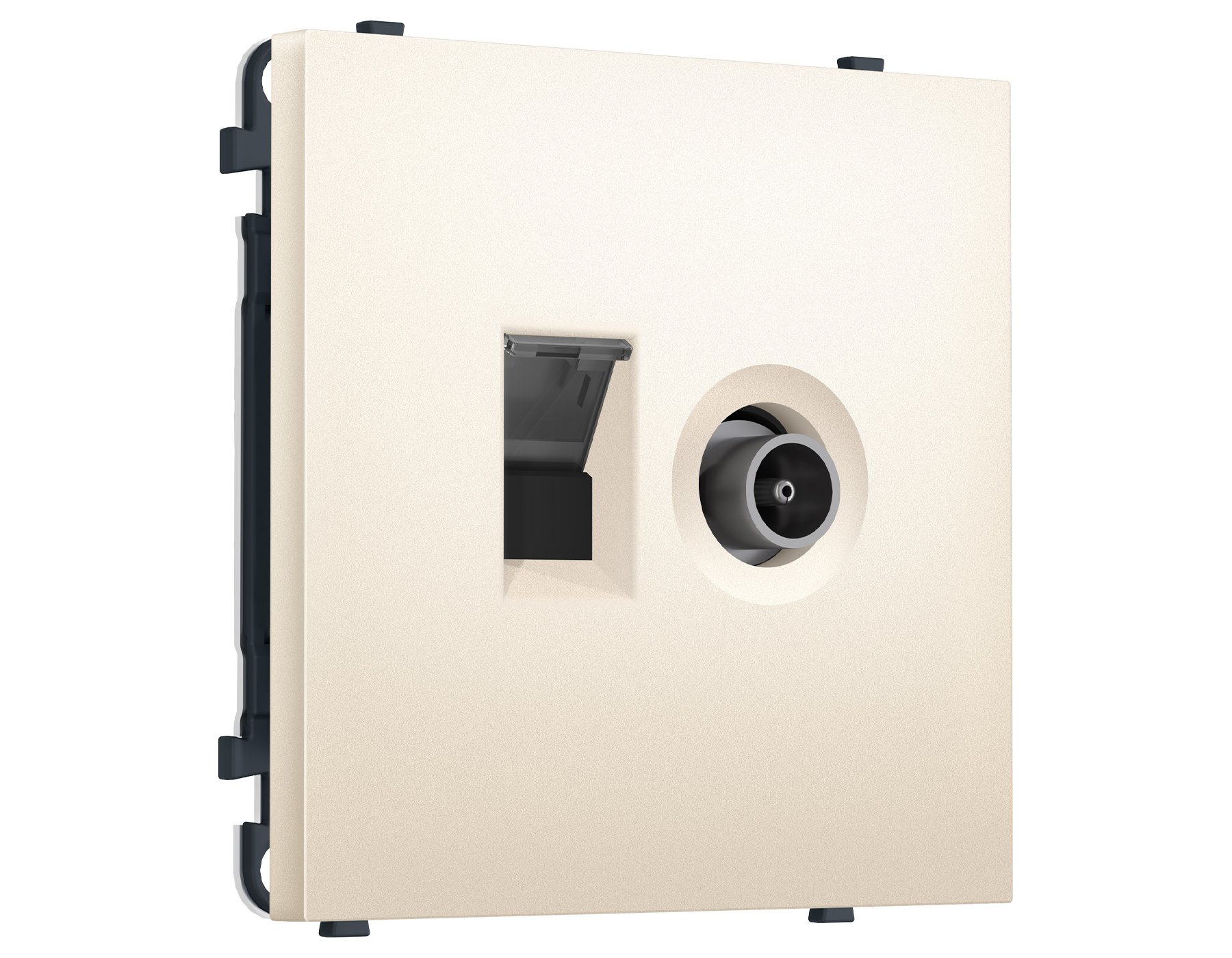 MS252510 MS252510 Комплект механизма розетки компьютерной + TV оконечной SIGMA Жемчужно-кремовый RJ-45 (8P8C) CAT6/50-870MHz 1dB с/ш QUANT PRO (SP2525, PR195)