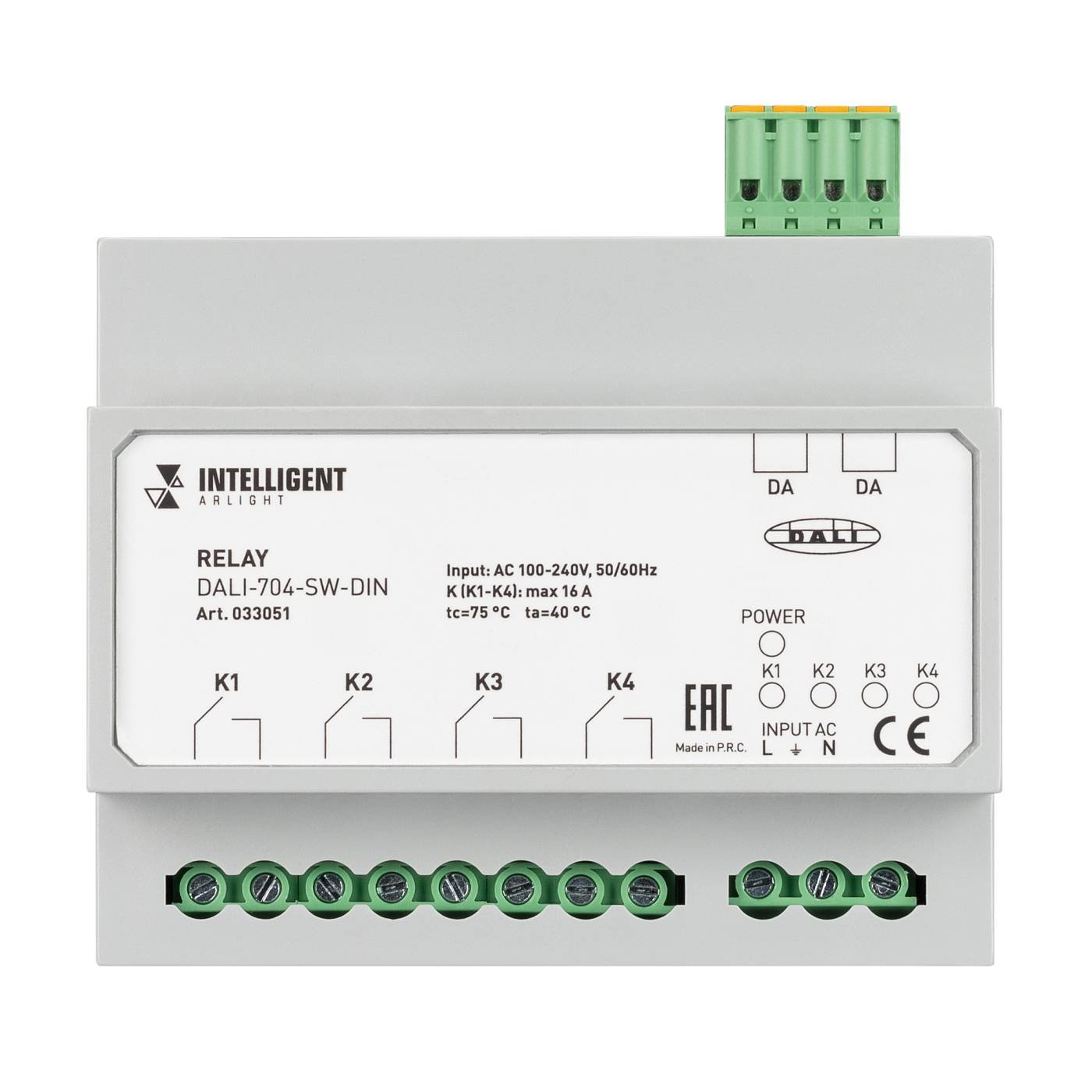 Релейный четырехканальный релейный модуль с управлением по DALI для управления по 230В Arlight 033051