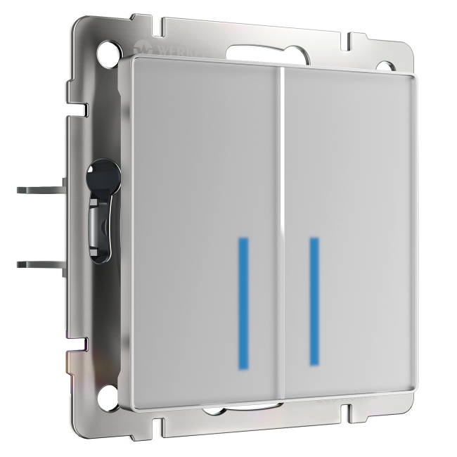 W4520006/ Сенсорный выключатель двухклавишный с подсветкой 1000 Вт (серебряный) Выключатель Werkel Встраиваемые механизмы серебряные W4520006/ Сенсорный выключатель двухклавишный с подсветкой 1000 Вт (серебряный)