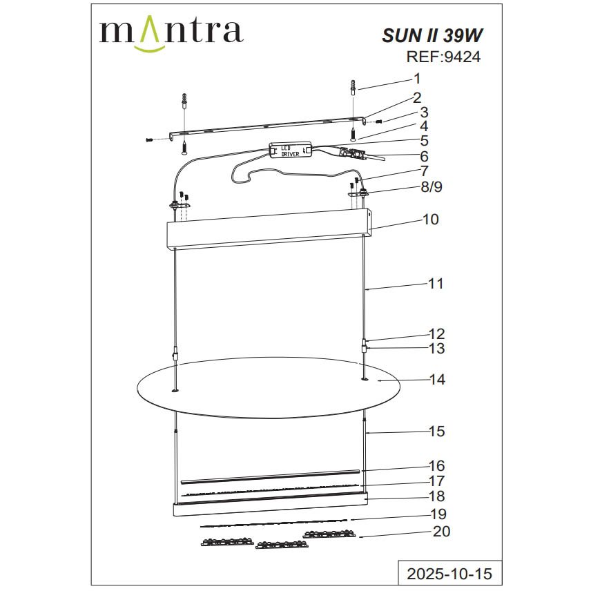 9424 Подвесной светильник SUN II Mantra 9424