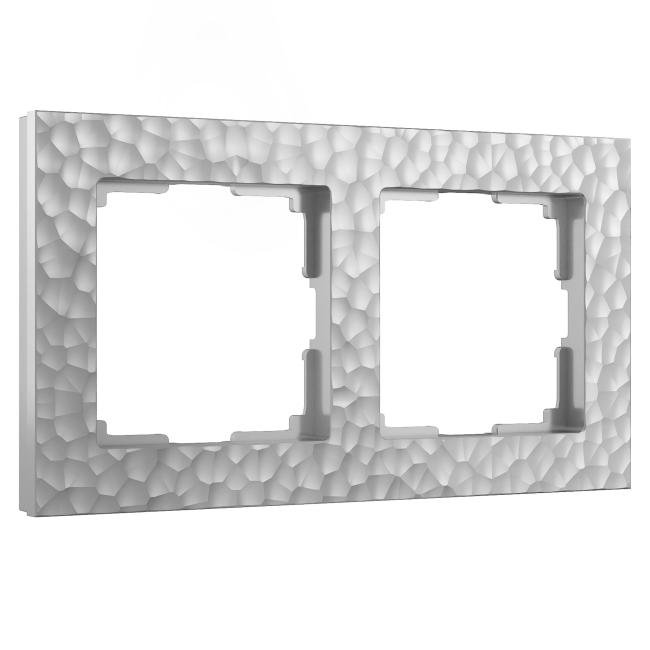 W0022406/ Рамка на 2 поста Hammer (серебряный) Рамка Werkel W0022406/ Рамка на 2 поста Hammer (серебряный)