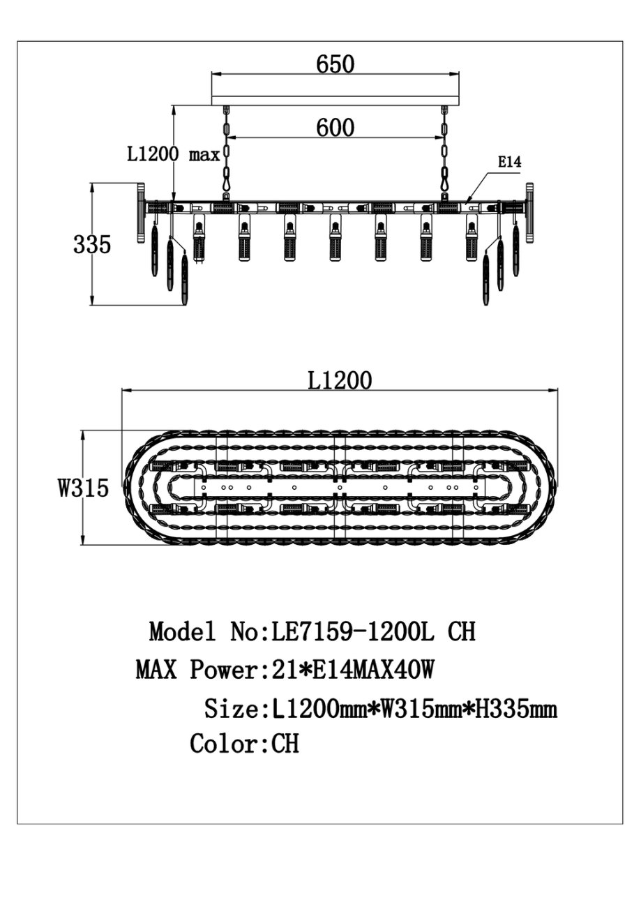 LE7159/1200L CH Подвесная люстра LEON Noemi LE7159/1200L CH