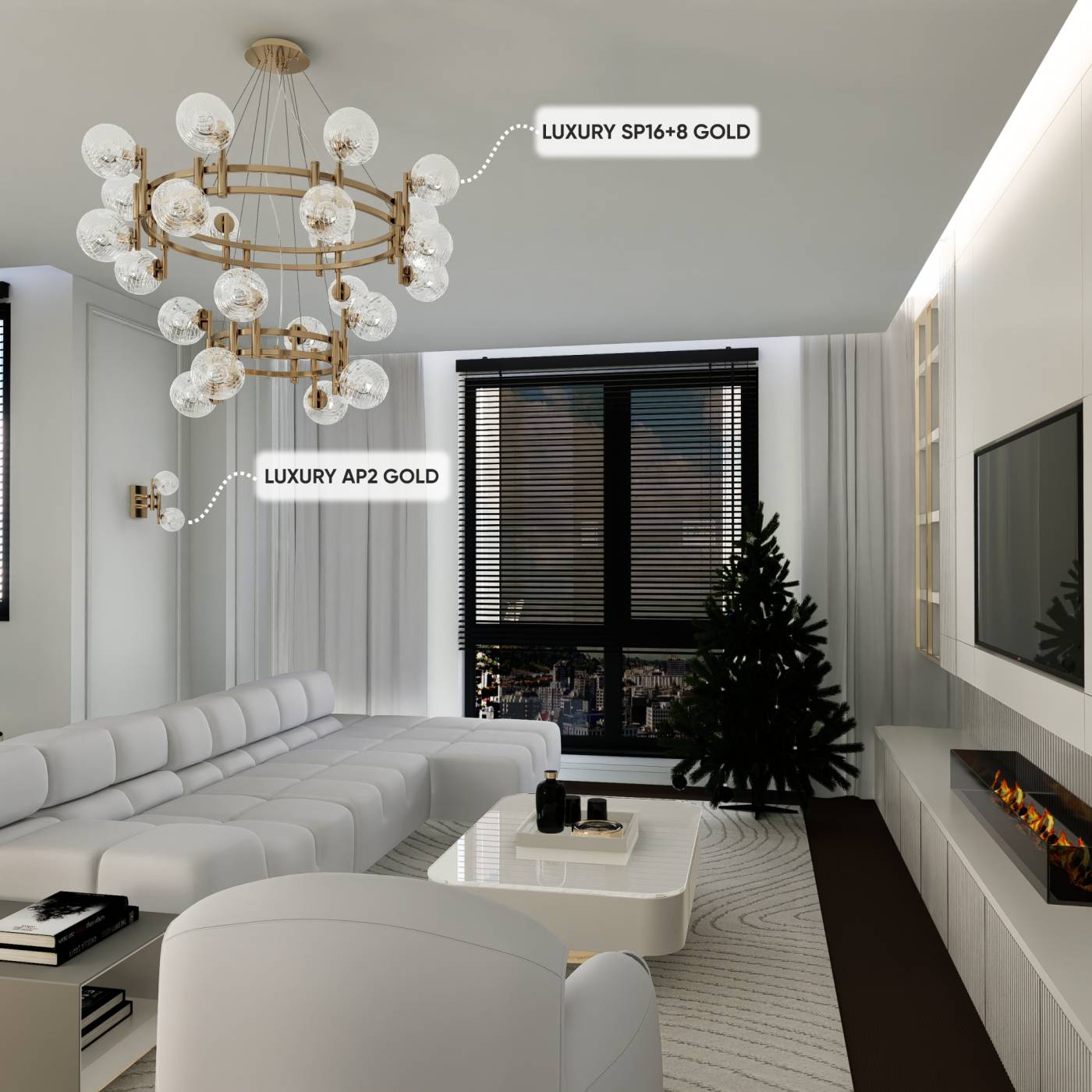 LUXURY SP16+8 GOLD Подвесная люстра Crystal Lux Luxury LUXURY SP16+8 GOLD