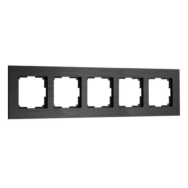 Рамка Werkel AluMax черный алюминий W0053508/ Рамка на 5 постов AluMax (черный алюминий)