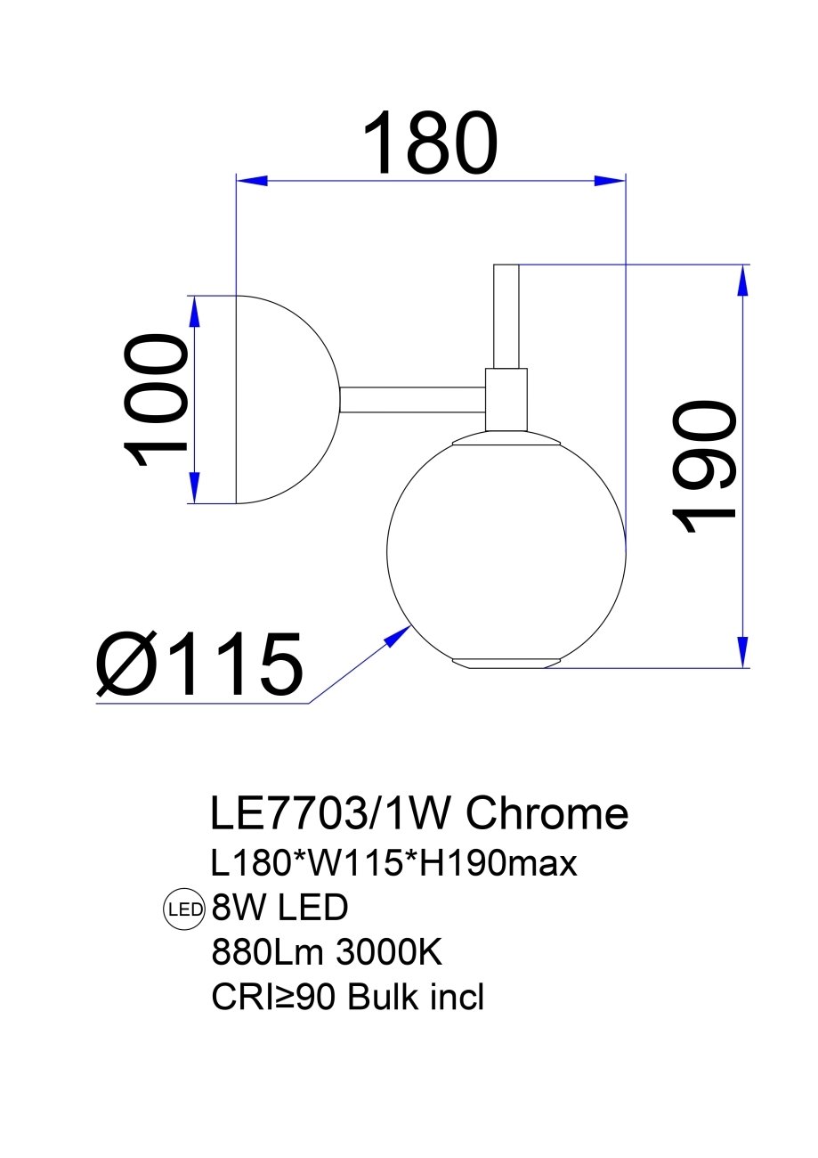 LE7703/1WL Chrome Настенное бра LEON Aurore LE7703/1WL Chrome