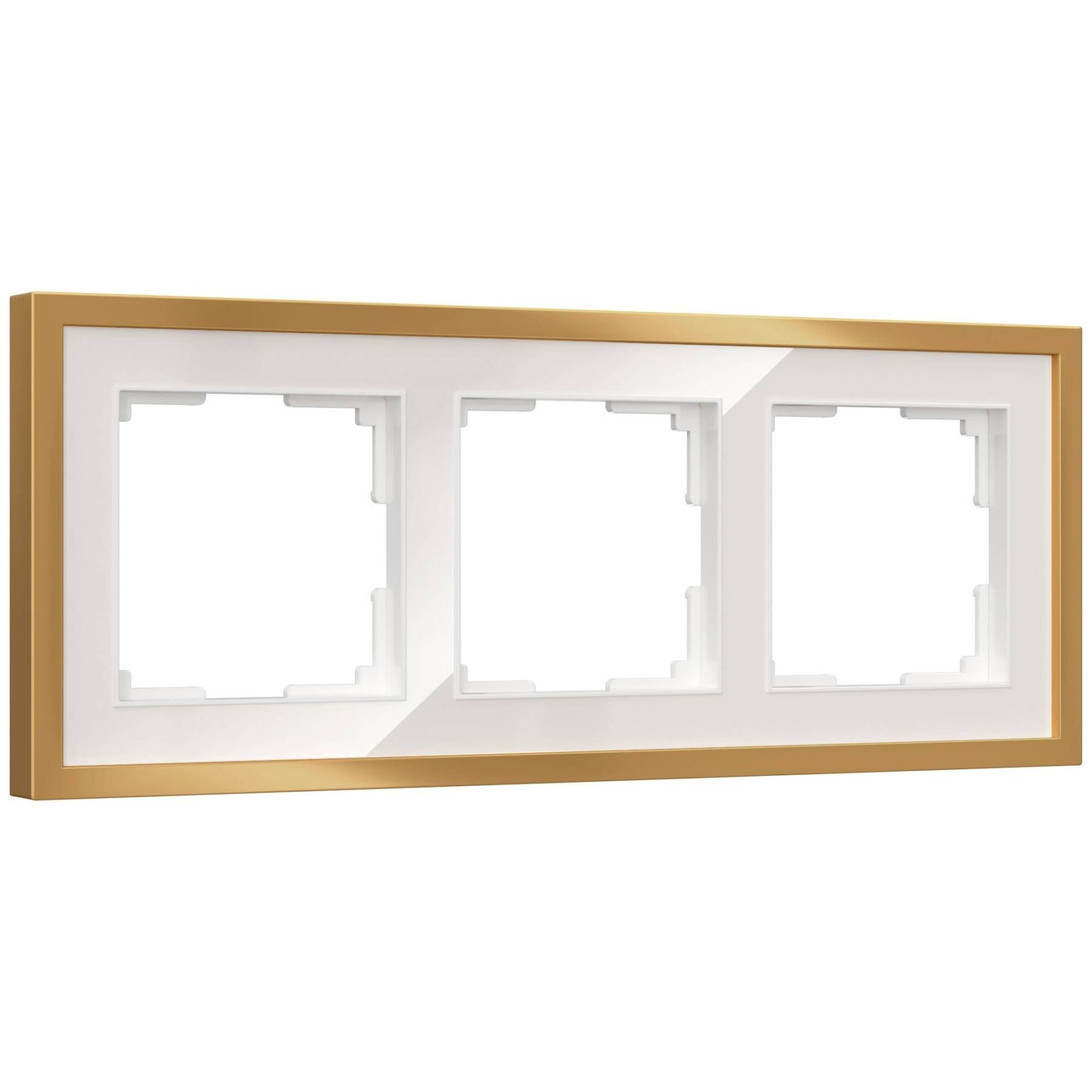 W0032853/ Рамка на 3 поста Baguette (белый/золотистая латунь) Рамка Baguette Werkel W0032853/ Рамка на 3 поста Baguette (белый/золотистая латунь)