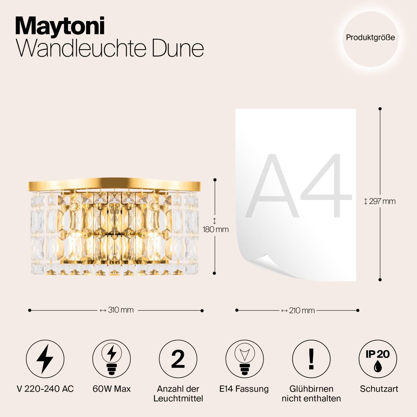 Настенное бра Maytoni Dune DIA005WL-02G