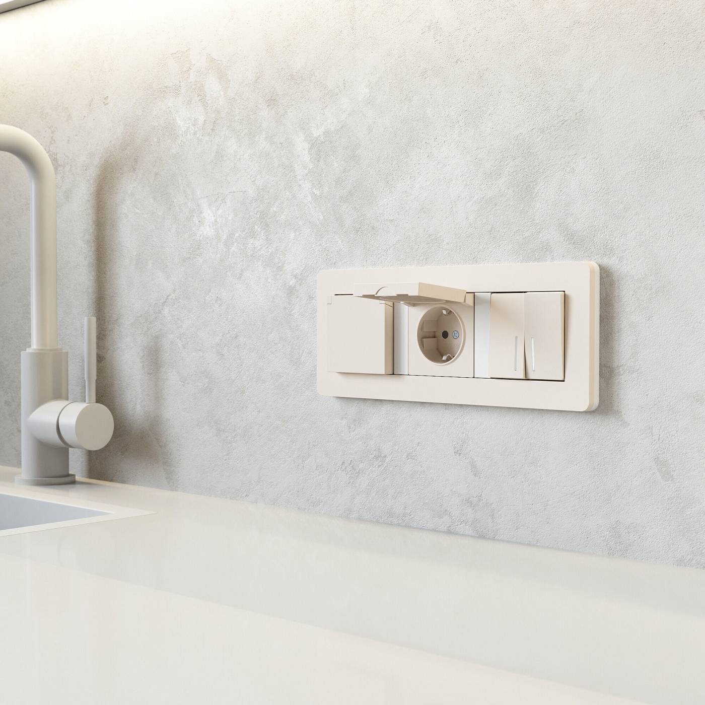 Розетка Werkel Встраиваемые механизмы айвори матовые W1171262/ Розетка с заземлением и шторками c крышкой IP44 N (айвори матовый)