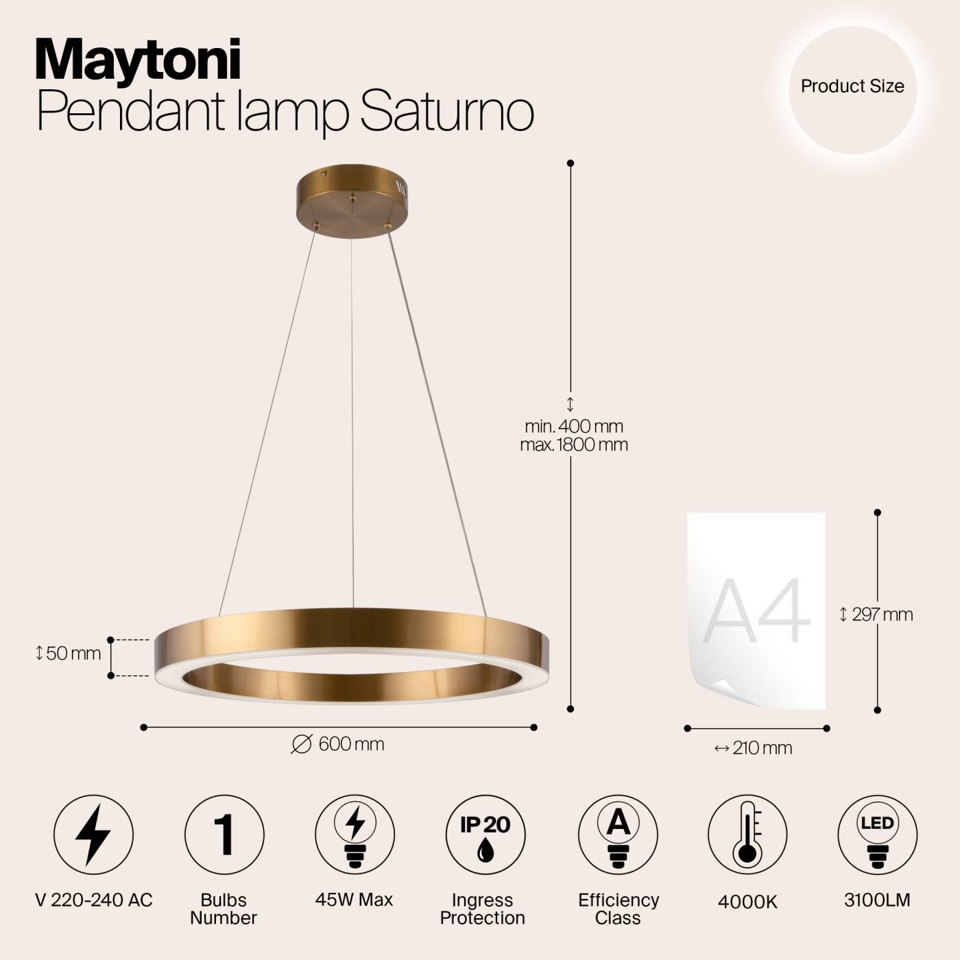 MOD415PL-L45BS4K Подвесная люстра Maytoni Saturno MOD415PL-L45BS4K