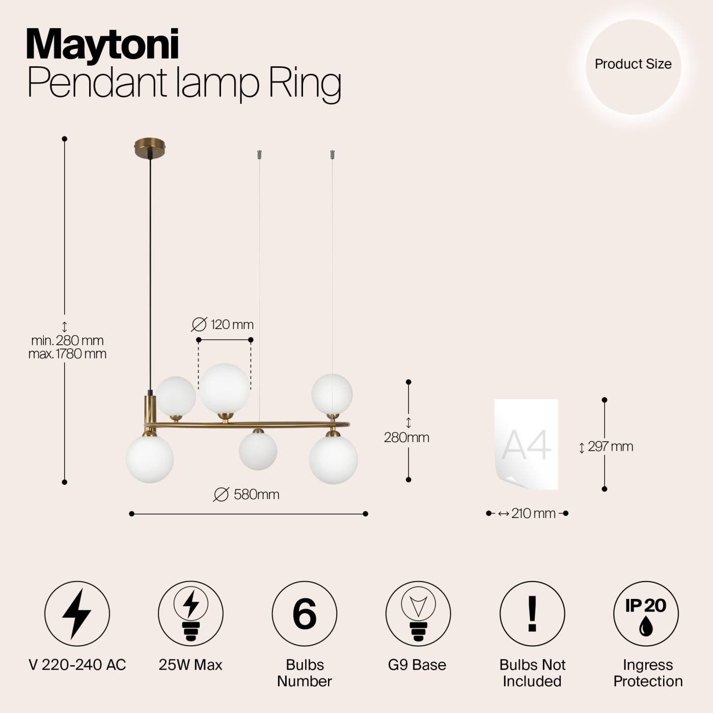 MOD013PL-06BS1 Подвесная люстра Maytoni Ring MOD013PL-06BS1
