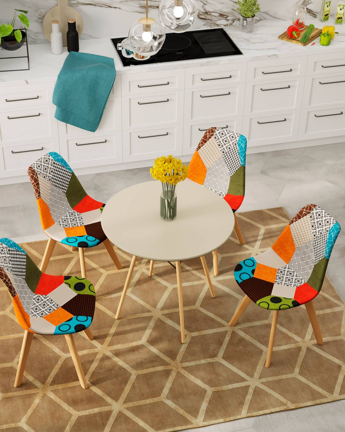 Комплект стульев Stool Group Frankfurt Y863 patchwork X4