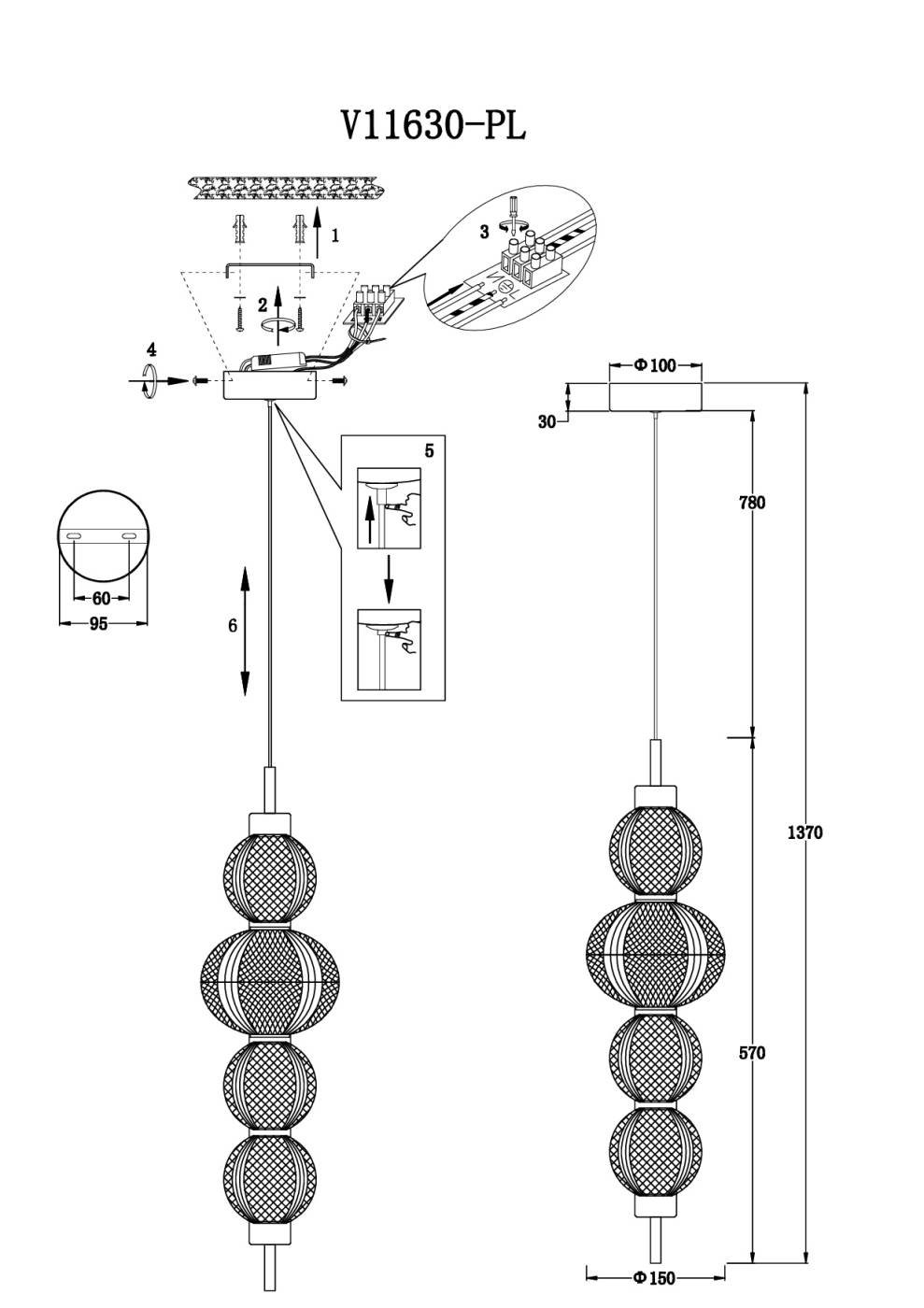 V11630-PL Подвесной светильник Moderli V11630-PL