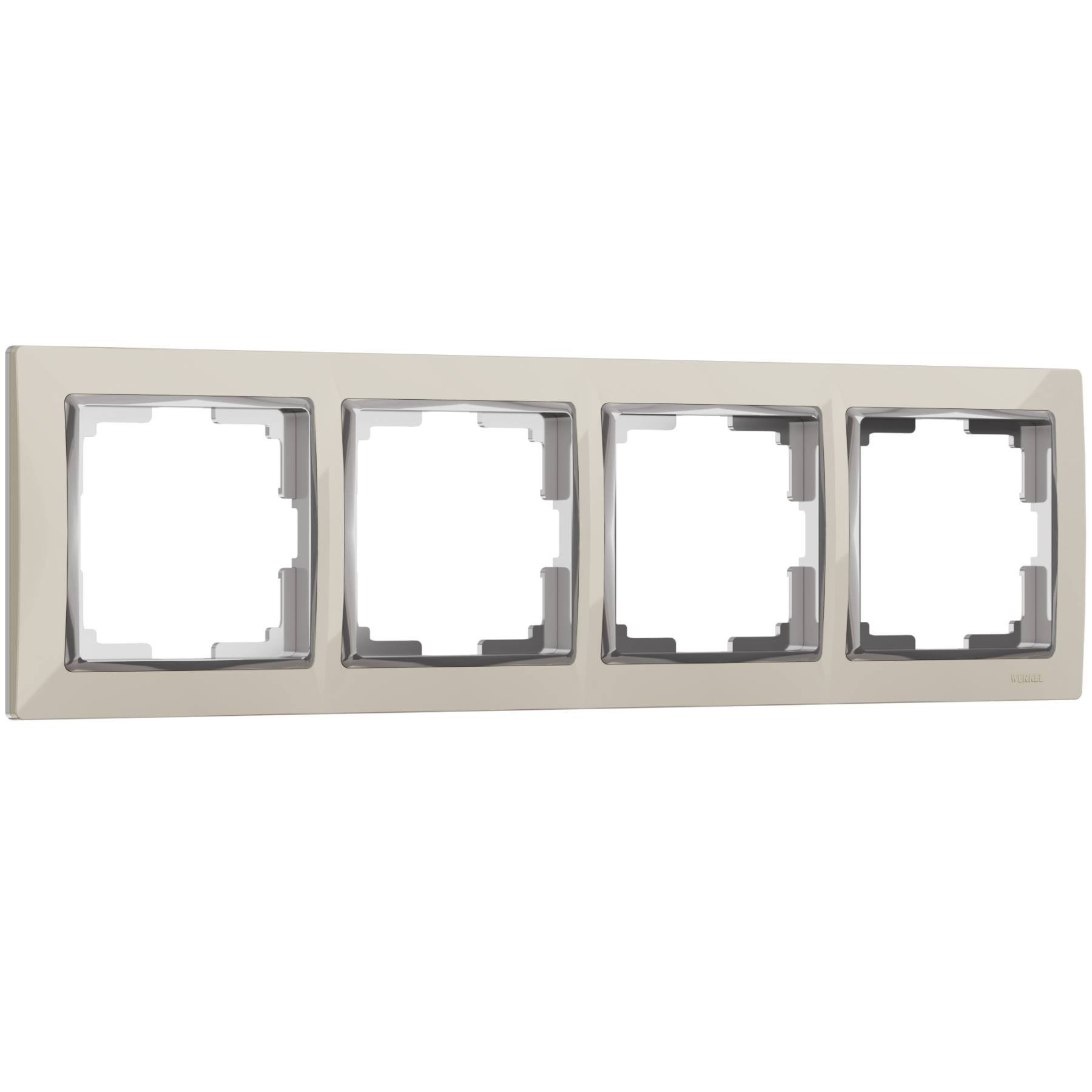 W0041903/ Рамка на 4 поста Snabb (слоновая кость/хром) Рамка Werkel W0041903/ Рамка на 4 поста Snabb (слоновая кость/хром)