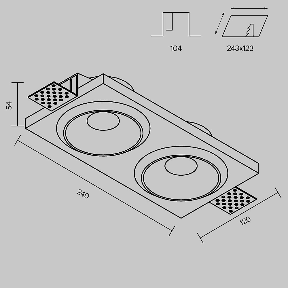 Встраиваемый светильник Maytoni Gyps Modern DL124-GU10-02-TRS-W
