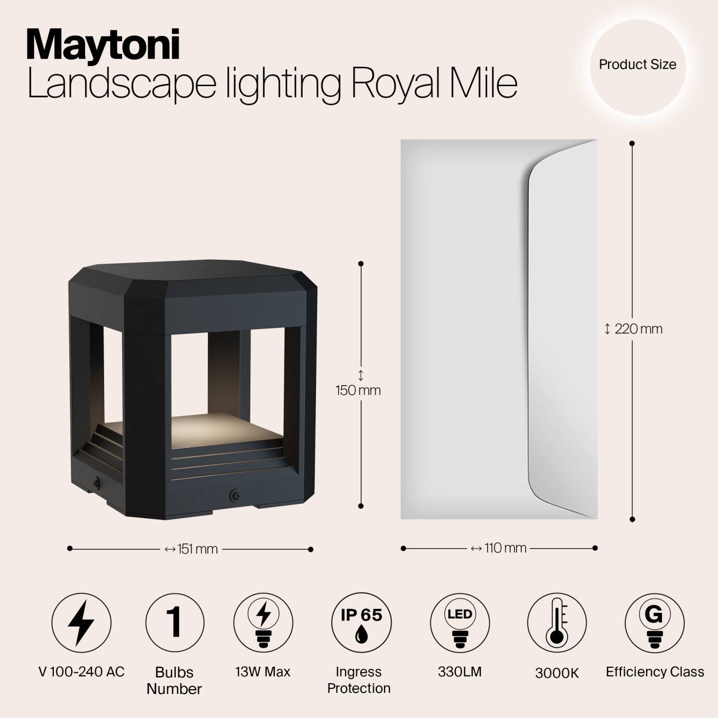 O019FL-L13GR3K Уличный наземный светильник Maytoni Royal Mile O019FL-L13GR3K