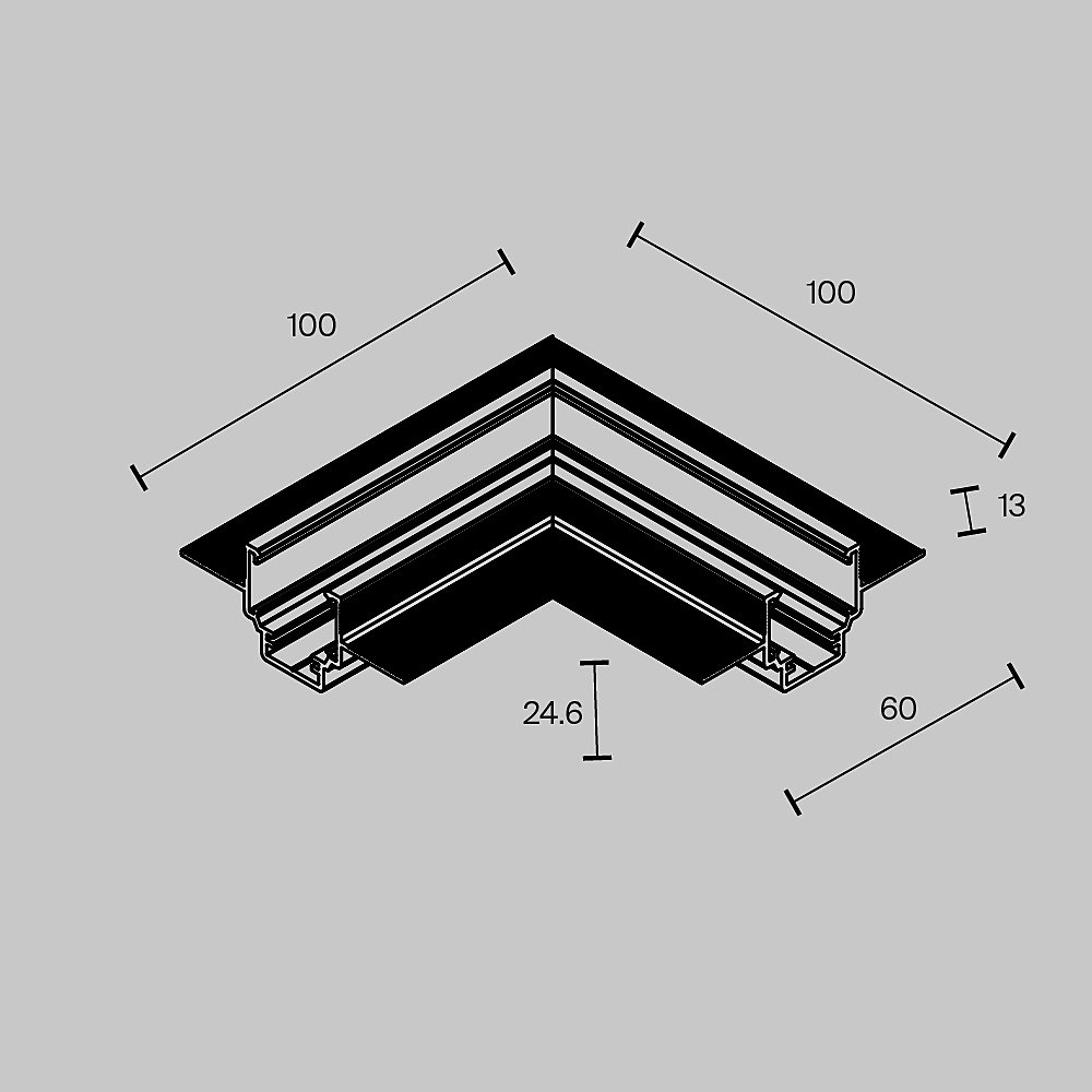 Коннектор угловой Exility для встраиваемого низкопрофильного шинопровода Maytoni Accessories for tracks Exility TRAM034CL-42B