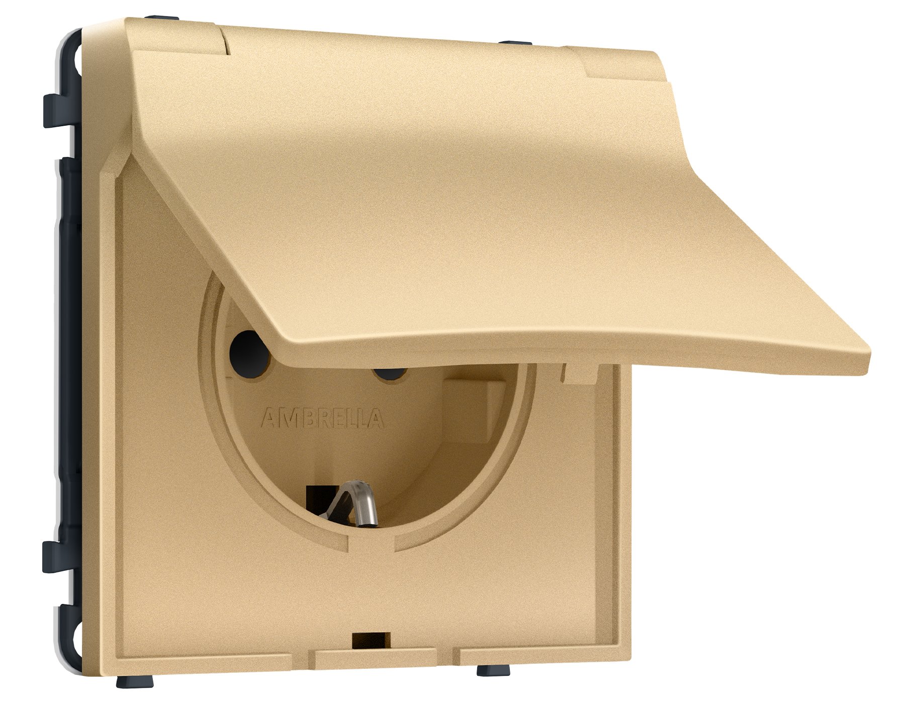 MS888010 MS888010 Комплект механизма электрической розетки SIGMA Золото Мягкое касание 50Hz 2P+E с/з с/ш и крышкой IP44 16A-250V QUANT PRO (SP8880, PR141)