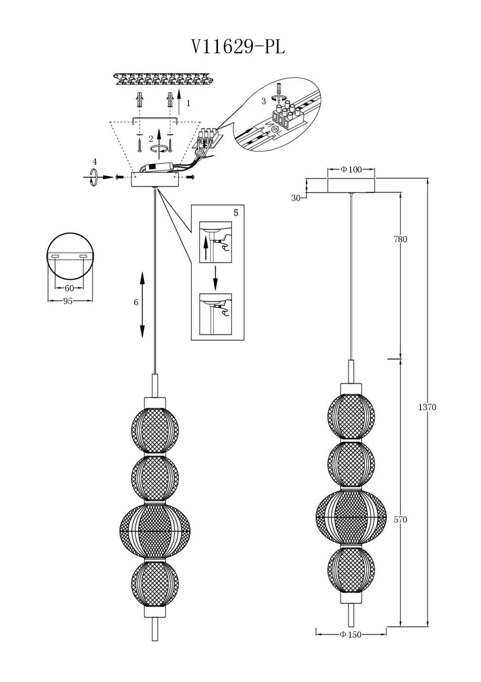 V11629-PL Подвесной светильник Moderli V11629-PL