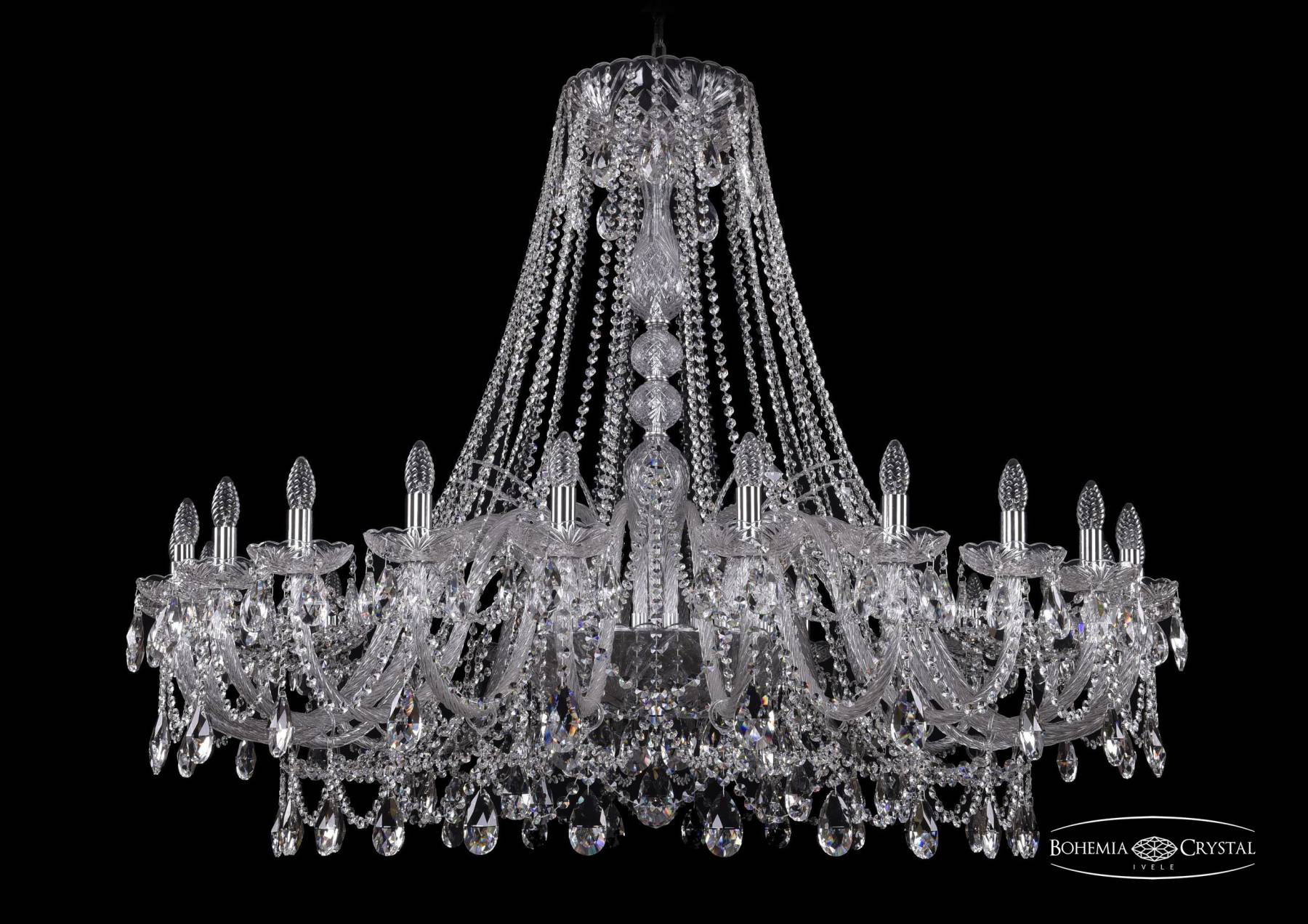 1411/24/530 Ni Подвесная хрустальная люстра 1411 Bohemia 1411/24/530 Ni