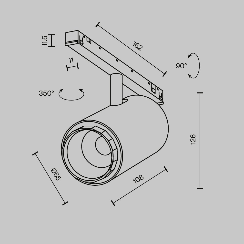 Трековый светильник Technical TR244-4-12WTW-DSZ-B