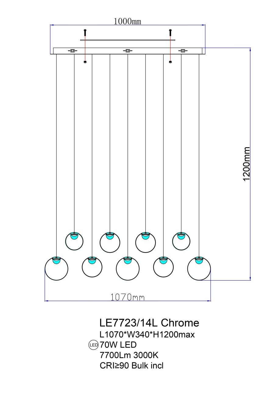 Светильник подвесной LEON Molecule LE7723/14L Chrome