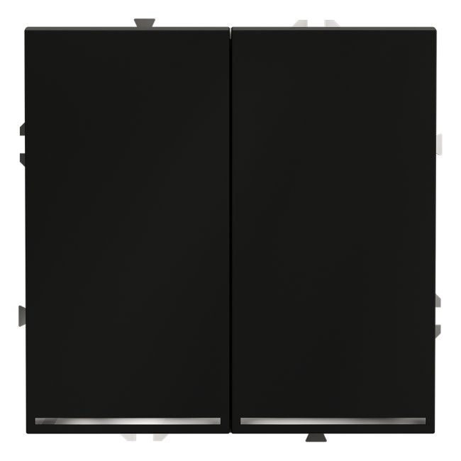 VLS020408 Проходной переключатель встраиваемый VOLTUM S70 двухклавишный с подсветкой 10А, (черный матовый) VLS020408