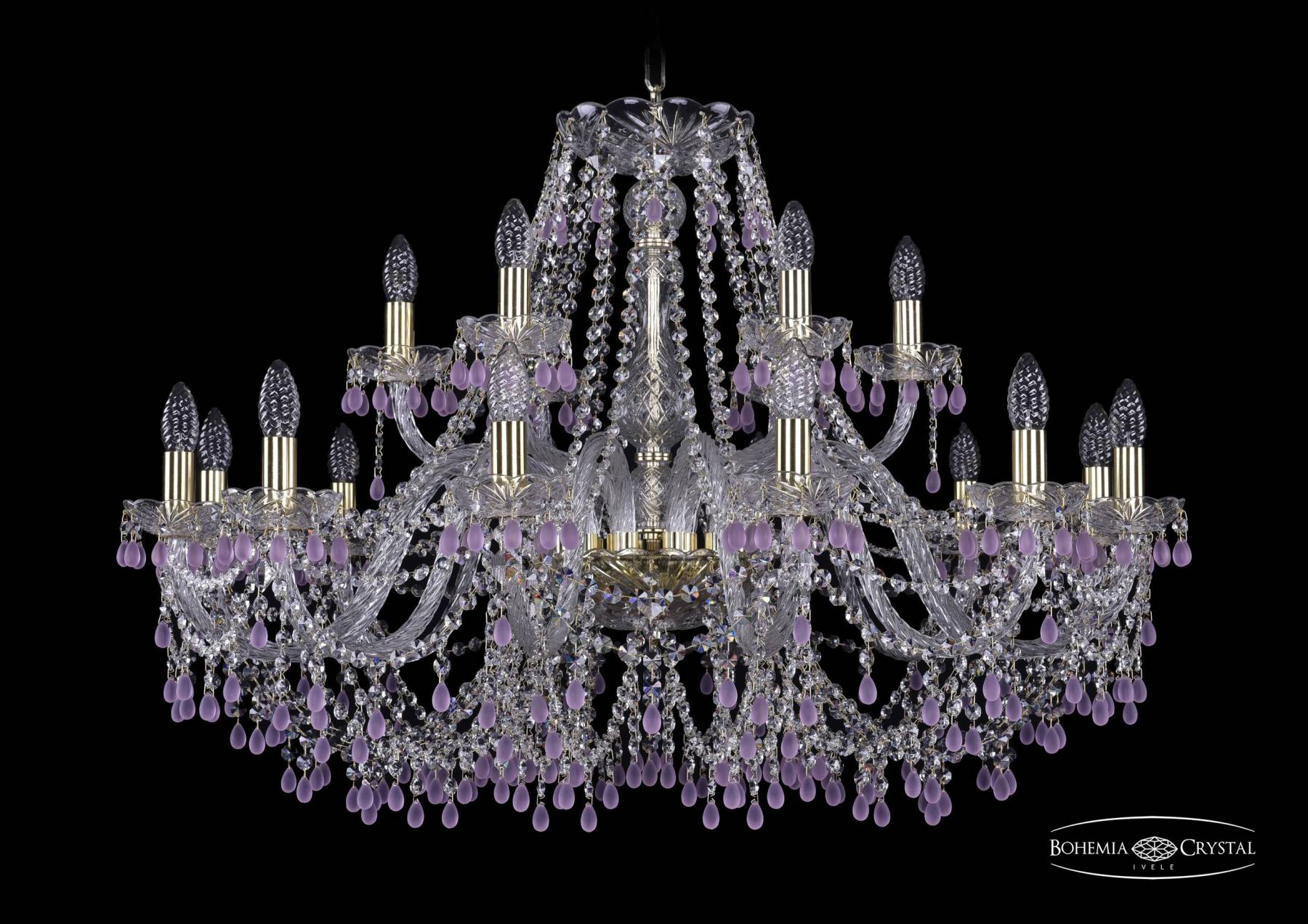 1410/12+6/360 G V7010 Подвесная хрустальная люстра 1410 Bohemia 1410/12+6/360 G V7010