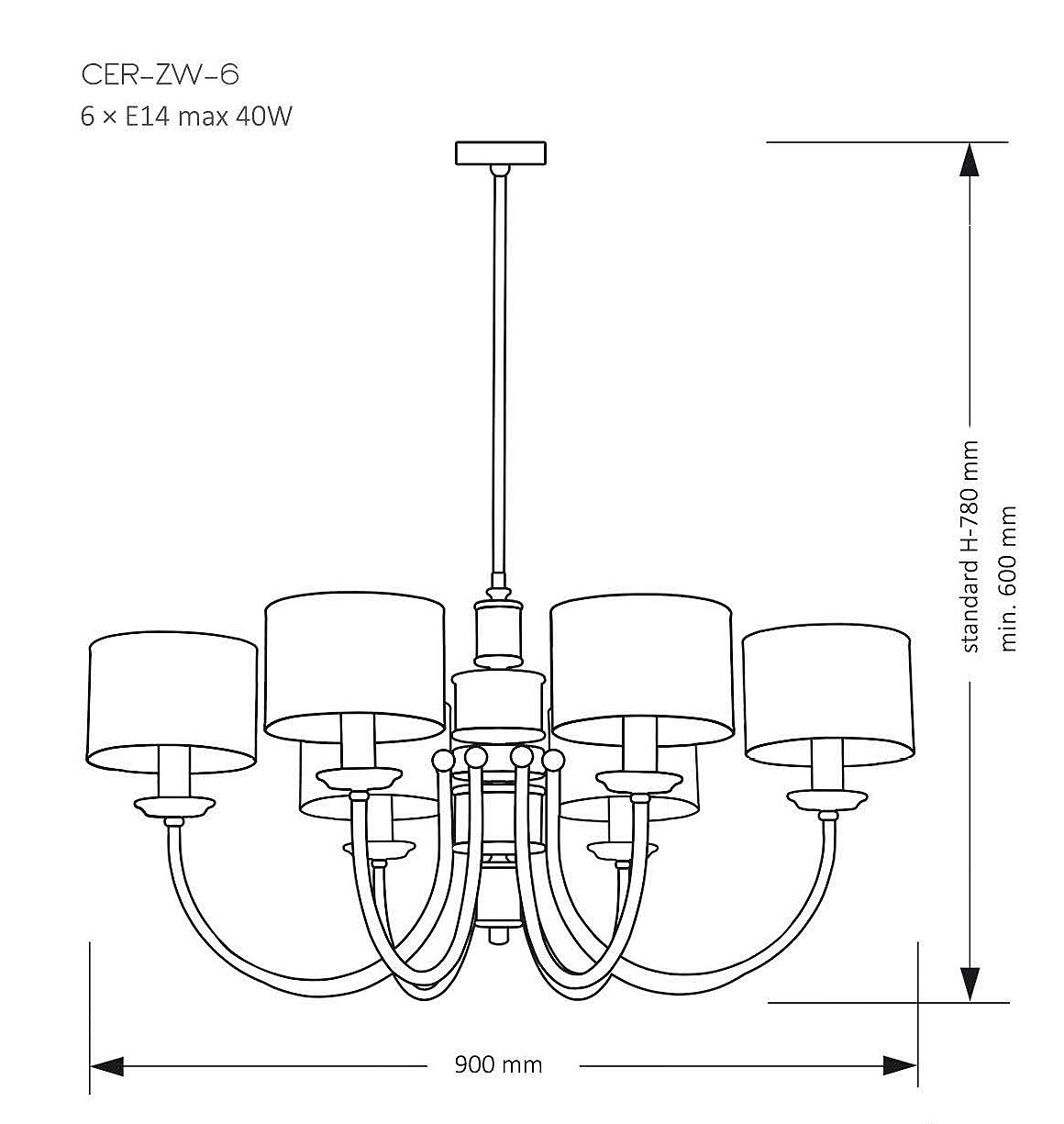 Люстра на штанге Kutek Cero CER-ZW-6(Z)