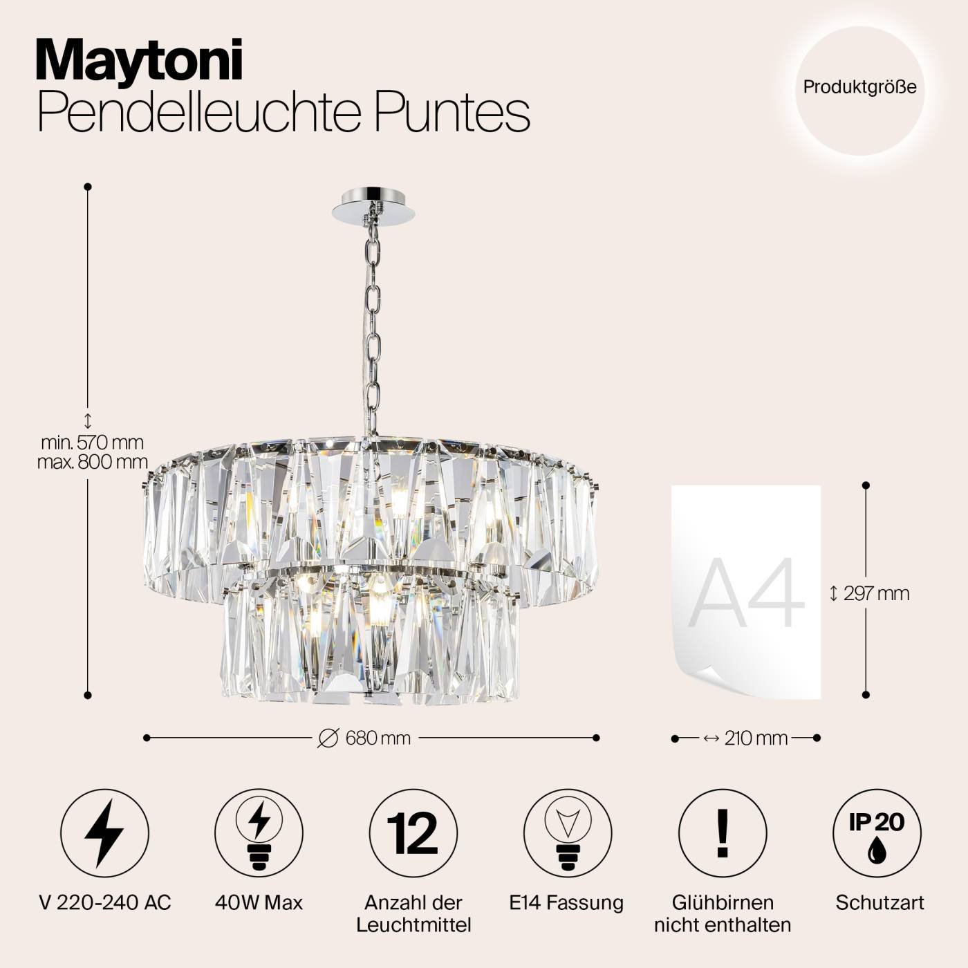 MOD043PL-12CH Подвесная люстра Maytoni Puntes MOD043PL-12CH