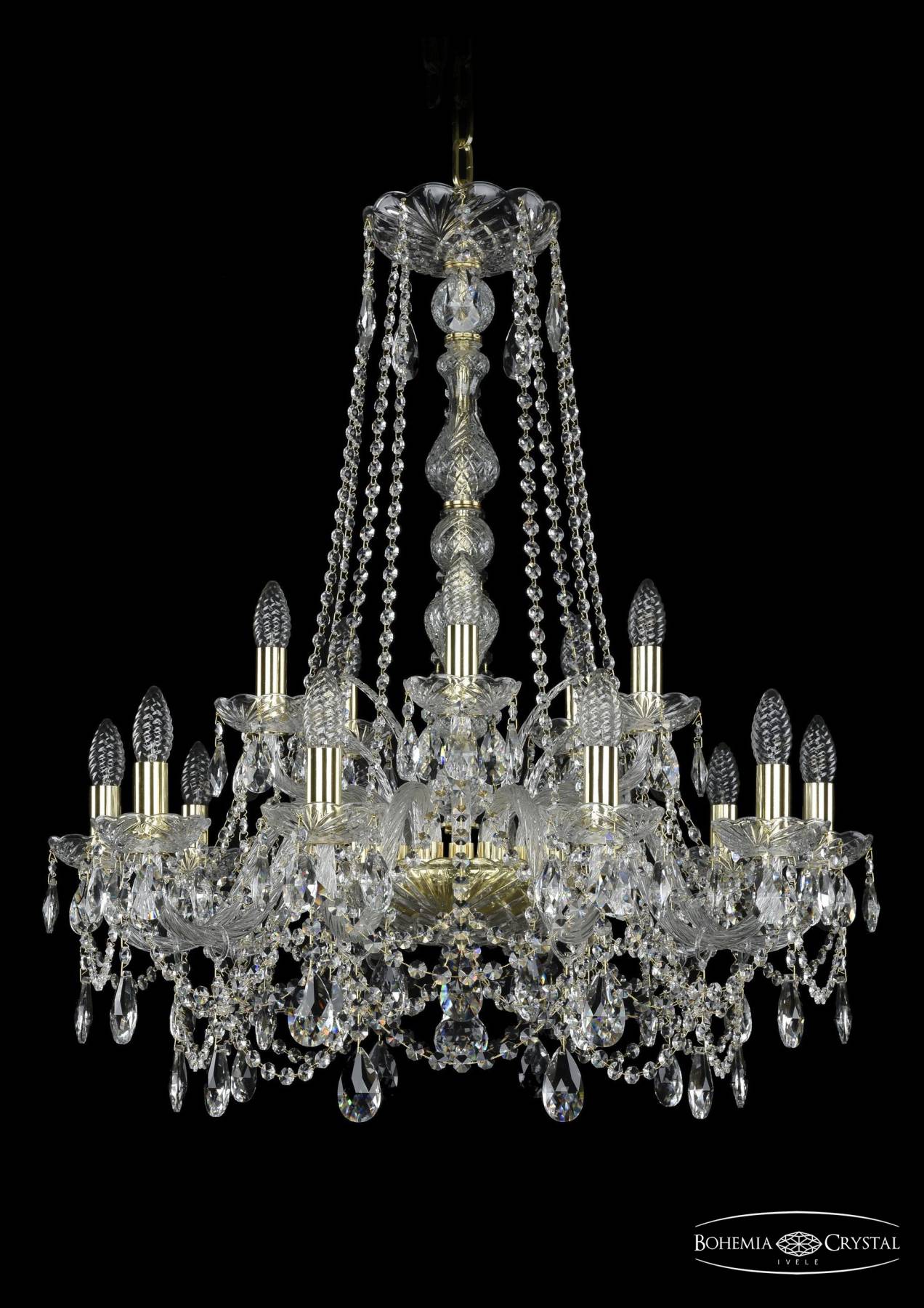 1411/10+5/240/h-84 G Подвесная хрустальная люстра 1411 Bohemia 1411/10+5/240/h-84 G