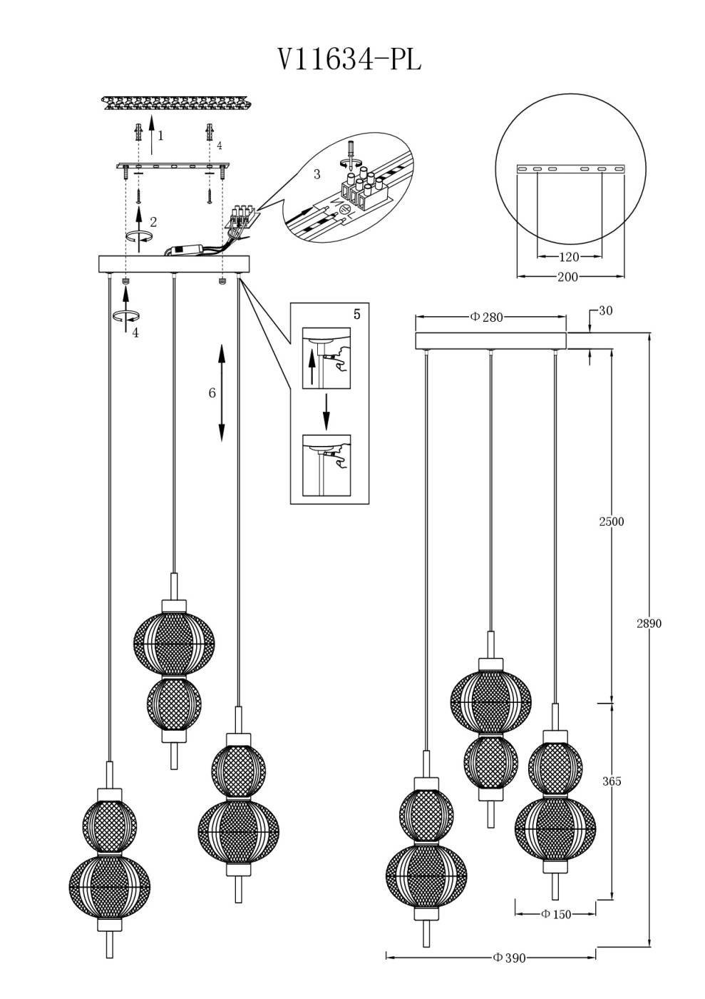 V11634-PL Подвесной светильник Moderli V11634-PL