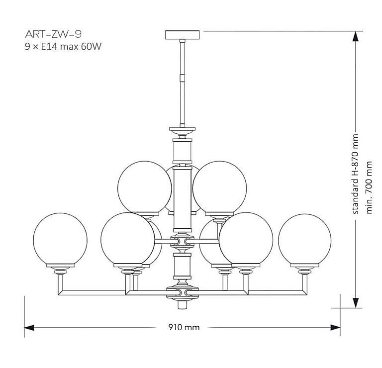 Люстра на штанге Kutek Artu Glass ART-ZW-9(ZM) G