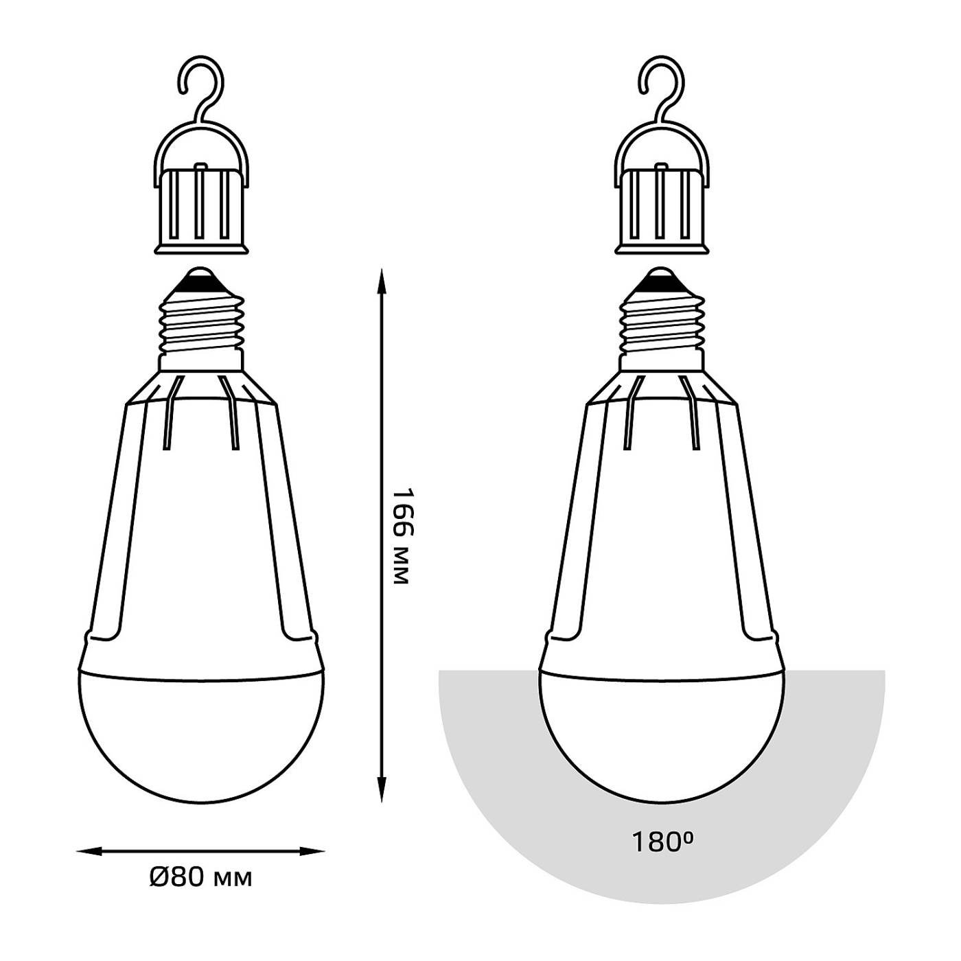 Лампа Gauss A80 12W 900lm 4100K Е27 авар. с Li-Ion аккумулятором LED Gauss 102002212