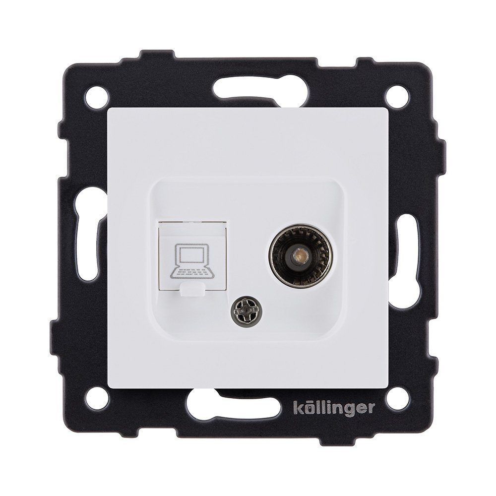REA-021WM Розетка двойная TV (мама) + RJ45 Cat.6, белый матовый Kollinger REA-021WM для Aspekt, Eleganz, Reflex