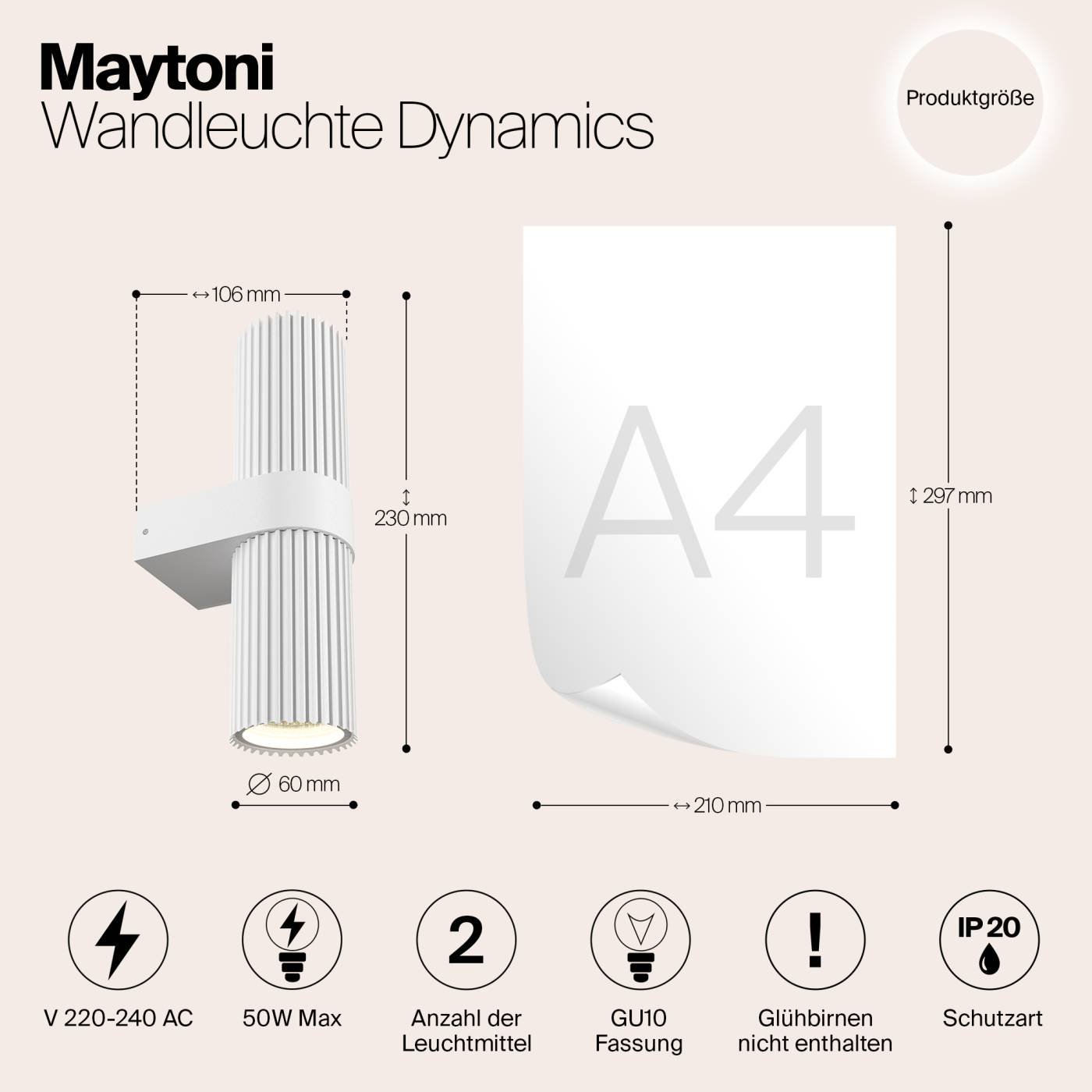 Настенный светильник Maytoni Dynamics MOD326WL-02W