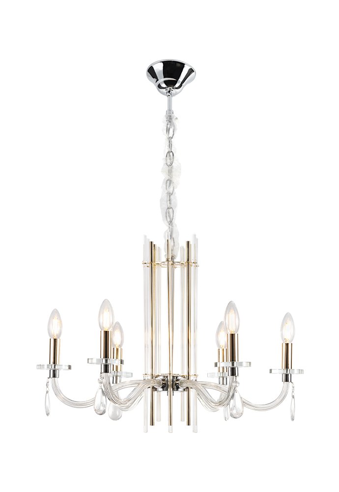 Подвесная люстра Crystal Lux Aurelio AURELIO SP6 GOLD+CHROME/TRANSPARENT