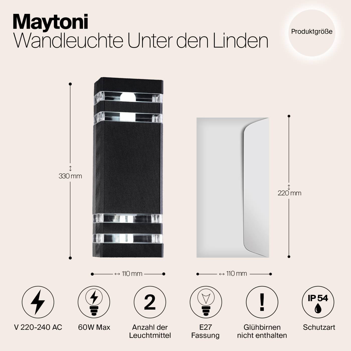 O578WL-02B Уличный настенный светильник Maytoni Unter den Linden O578WL-02B