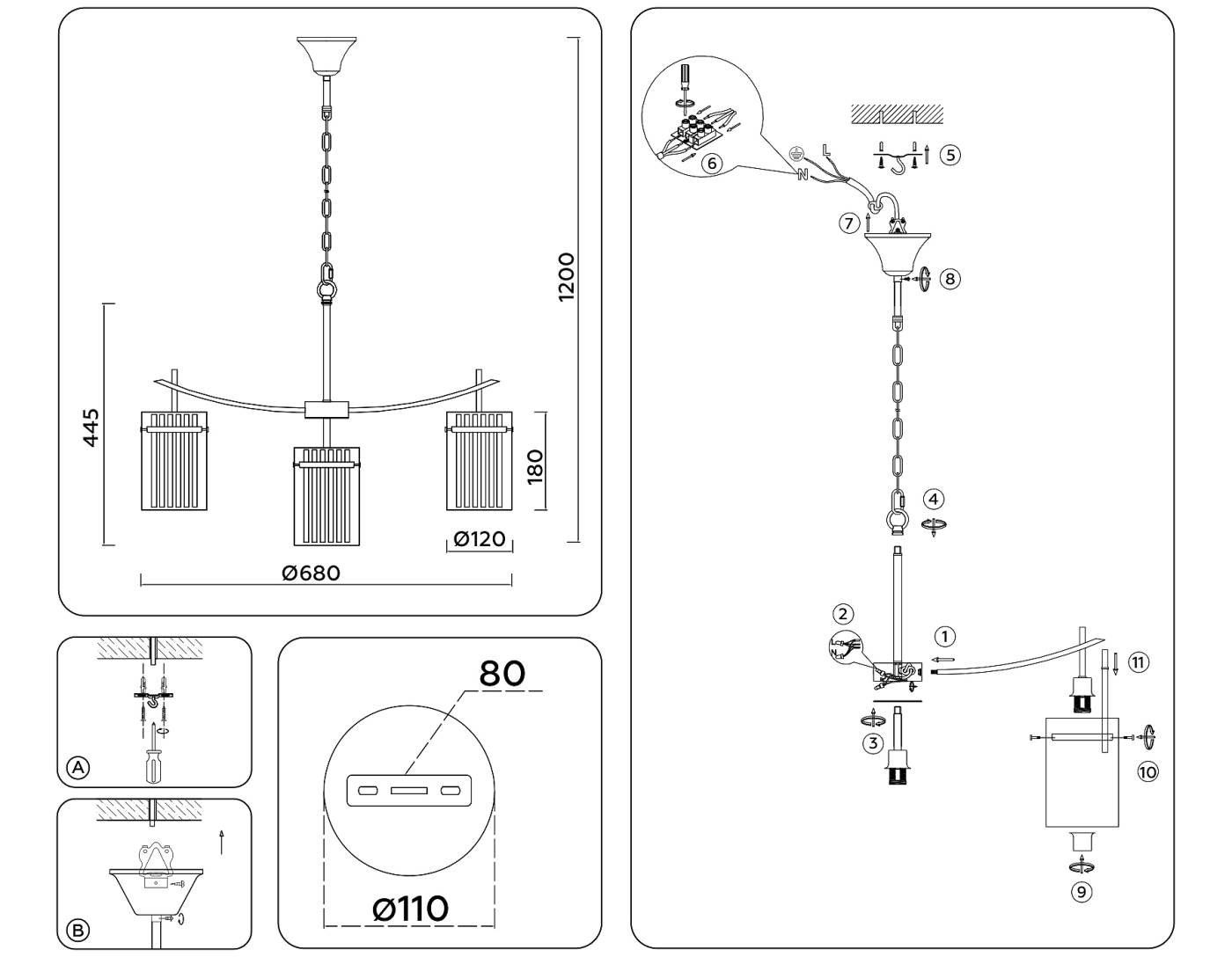 LH56031 Подвесная люстра Ambrella Heigh Light LH56031