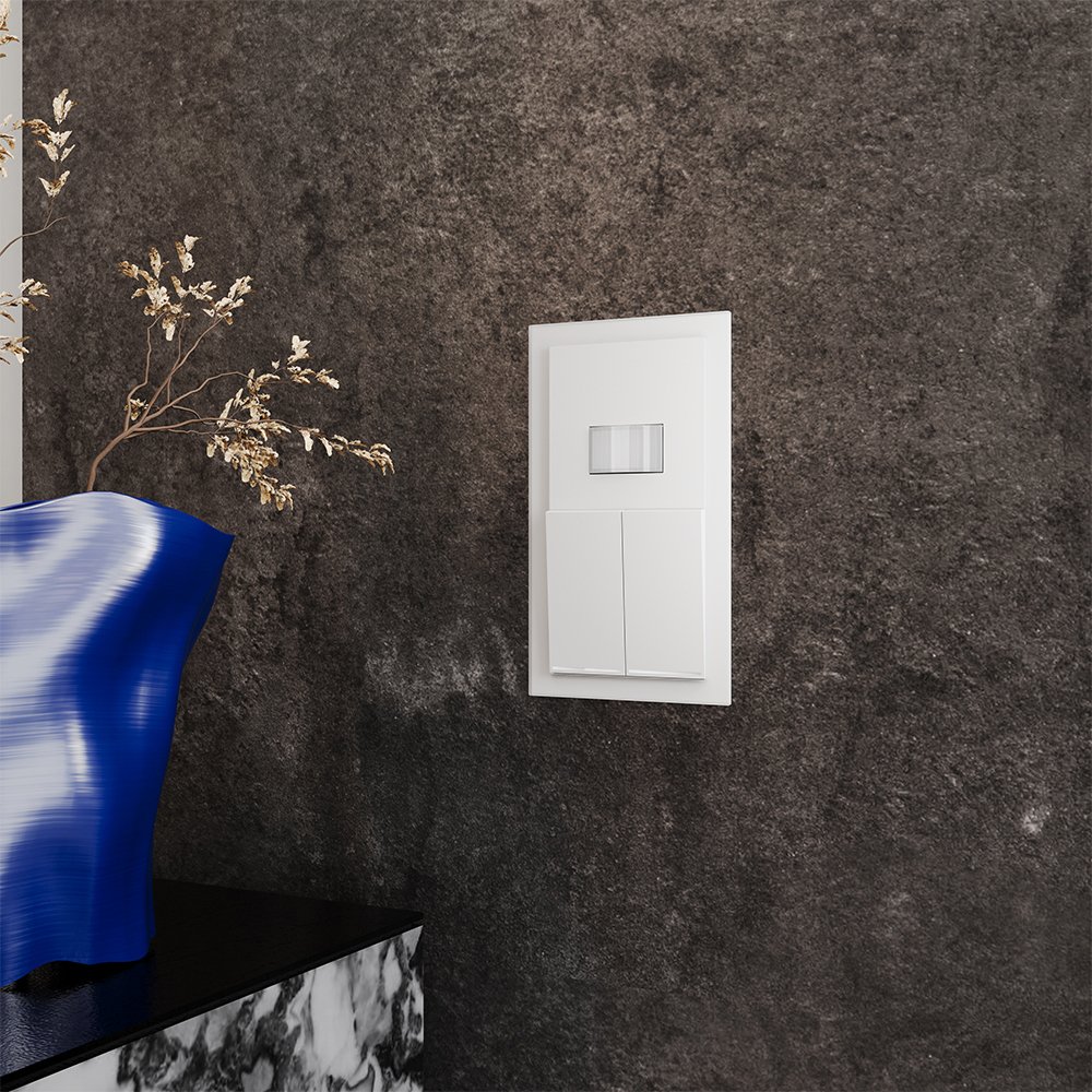 VLS020202 Выключатель встраиваемый VOLTUM S70 двухклавишный с подсветкой 10А, (белый матовый) VLS020202