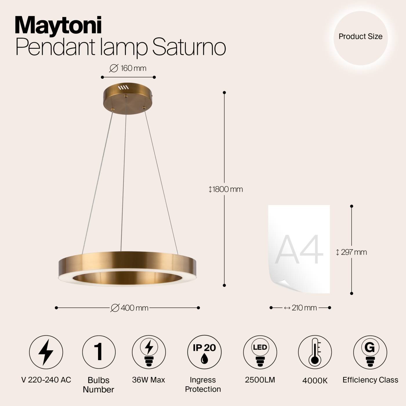 MOD415PL-L36BS4K Подвесная люстра Maytoni Saturno MOD415PL-L36BS4K