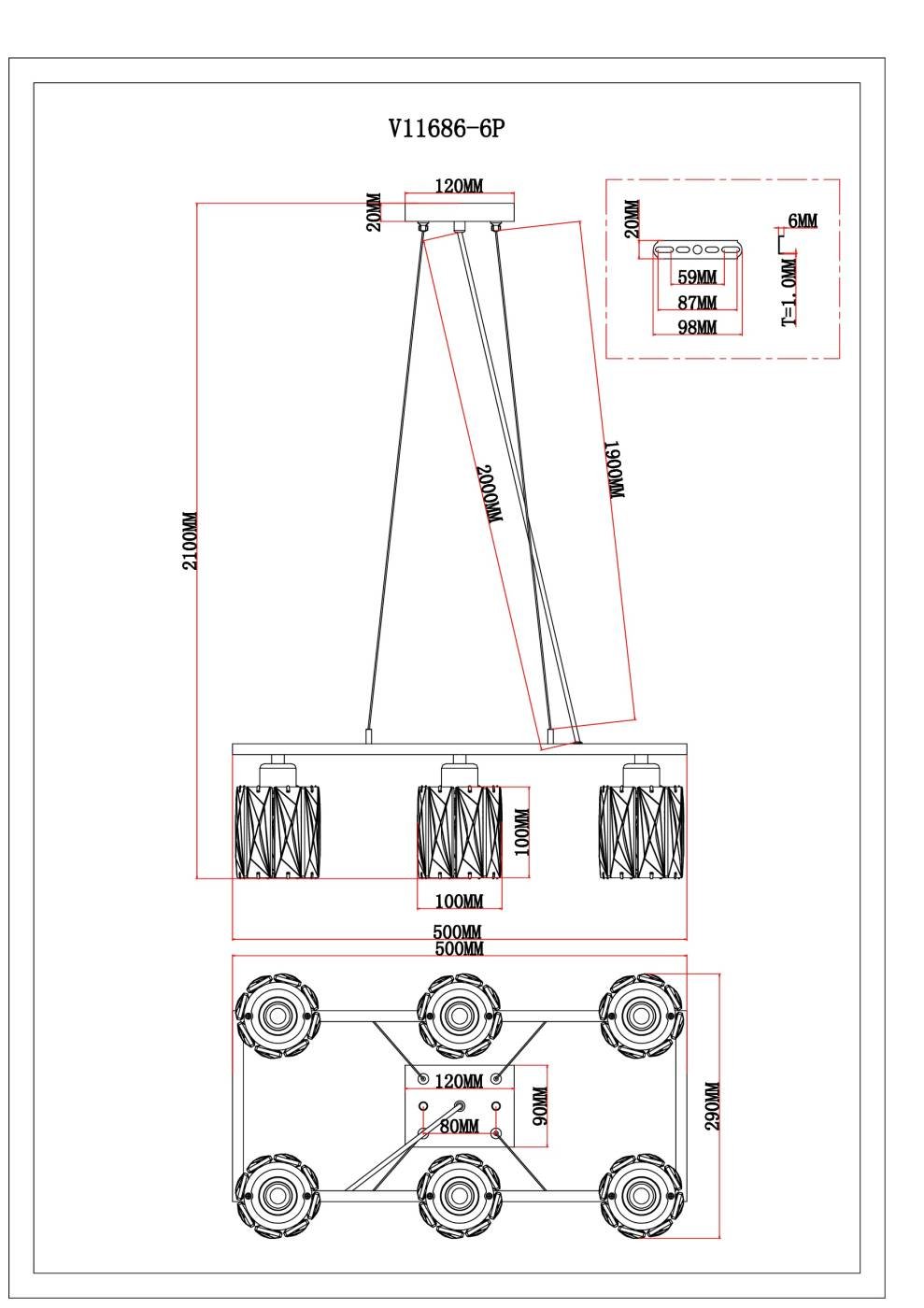 V11686-6P Подвесная люстра Moderli Prismique V11686-6P