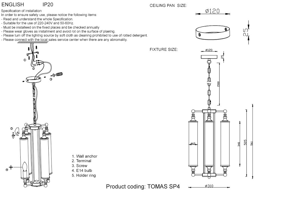 TOMAS SP4 BRASS Подвесная люстра Crystal Lux Tomas TOMAS SP4 BRASS