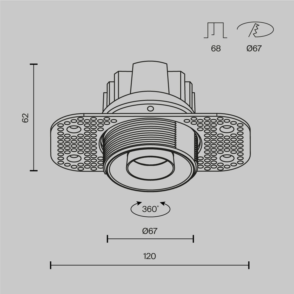 DL128-10W4K-TRS-B Встраиваемый светильник Dip T Maytoni DL128-10W4K-TRS-B