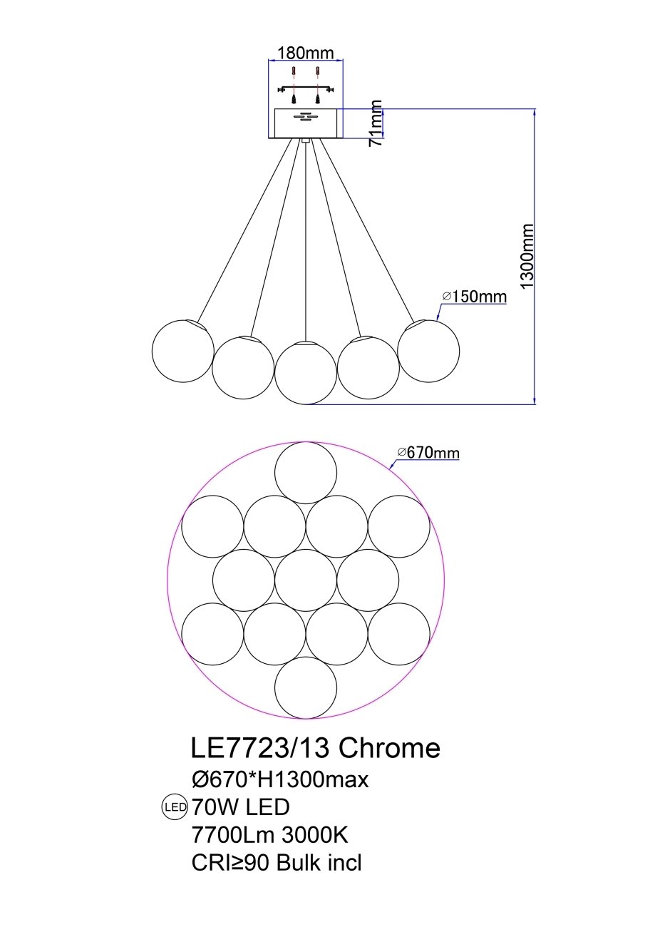 Подвесная люстра LEON Molecule LE7723/13 Chrome