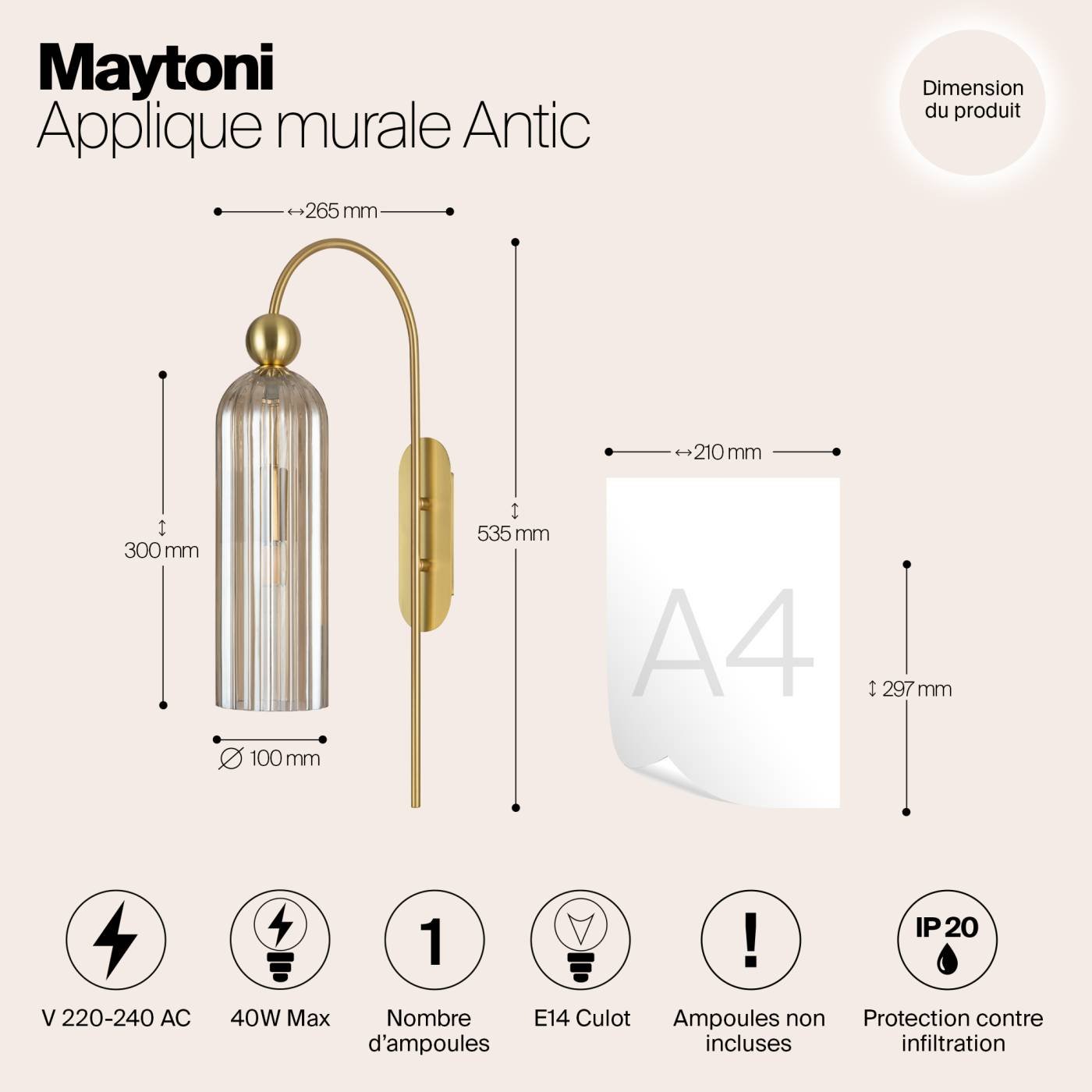 MOD302WL-01CG Настенное бра Maytoni Antic MOD302WL-01CG