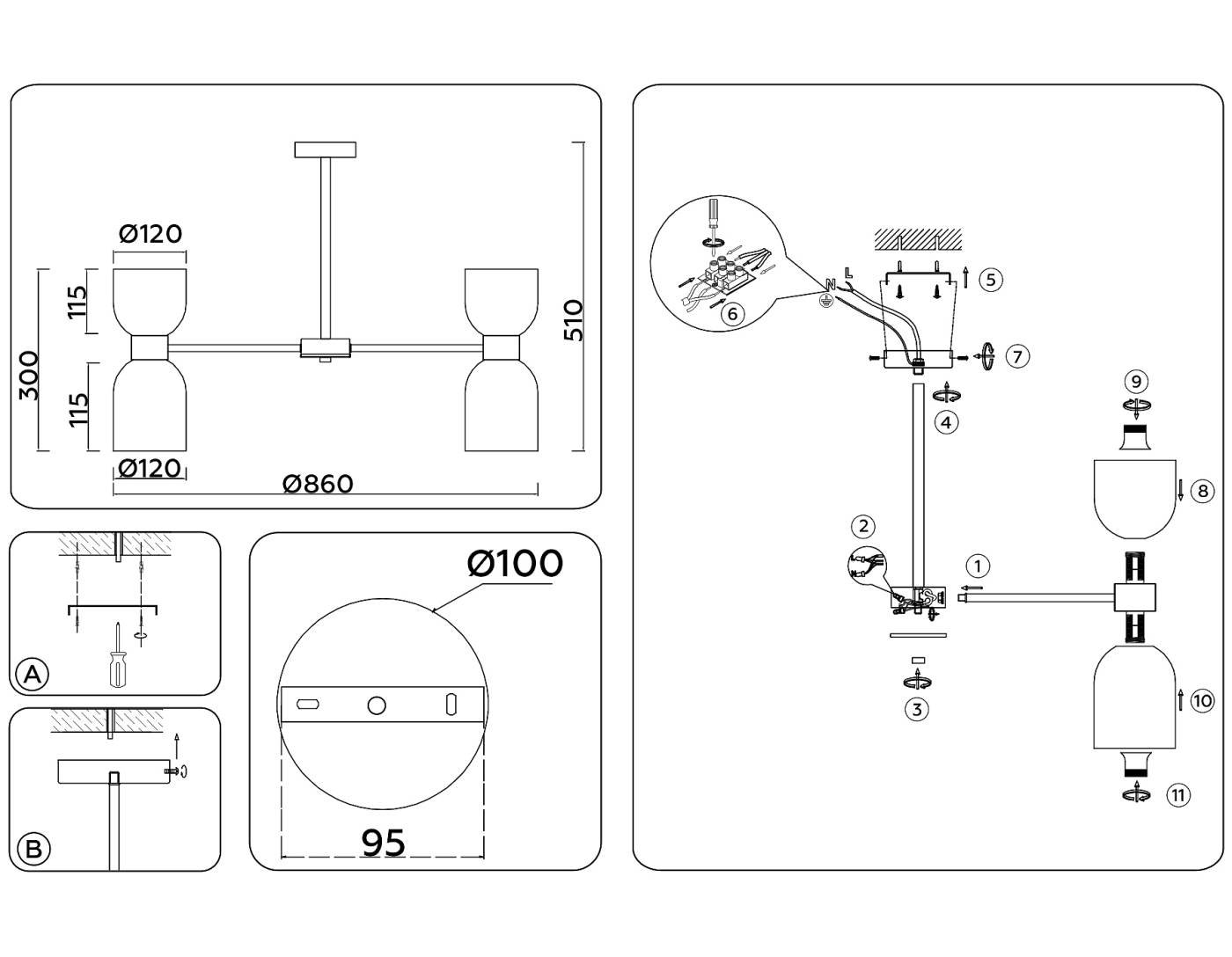 Потолочная люстра Ambrella Heigh Light LH56095