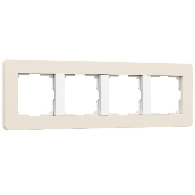 Рамка Werkel Split айвори/белый, soft-touch W0043066/ Рамка на 4 поста Split (айвори/белый, soft-touch)